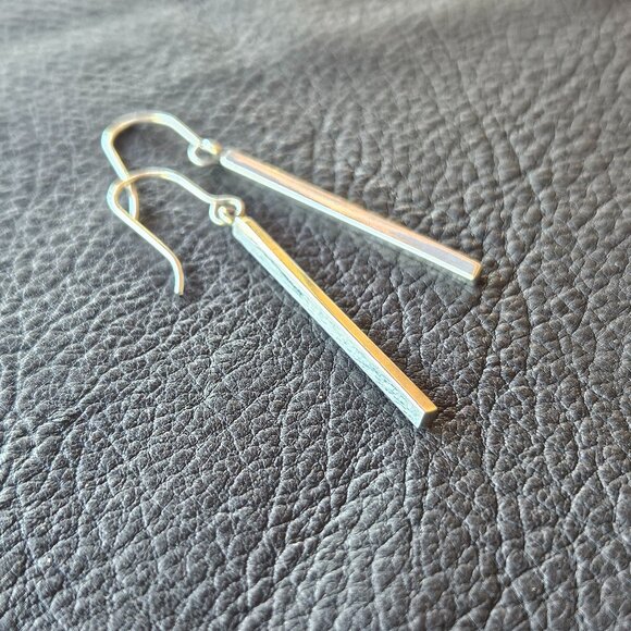 Sleek Silver Stick Earrings - Picture 1 of 6